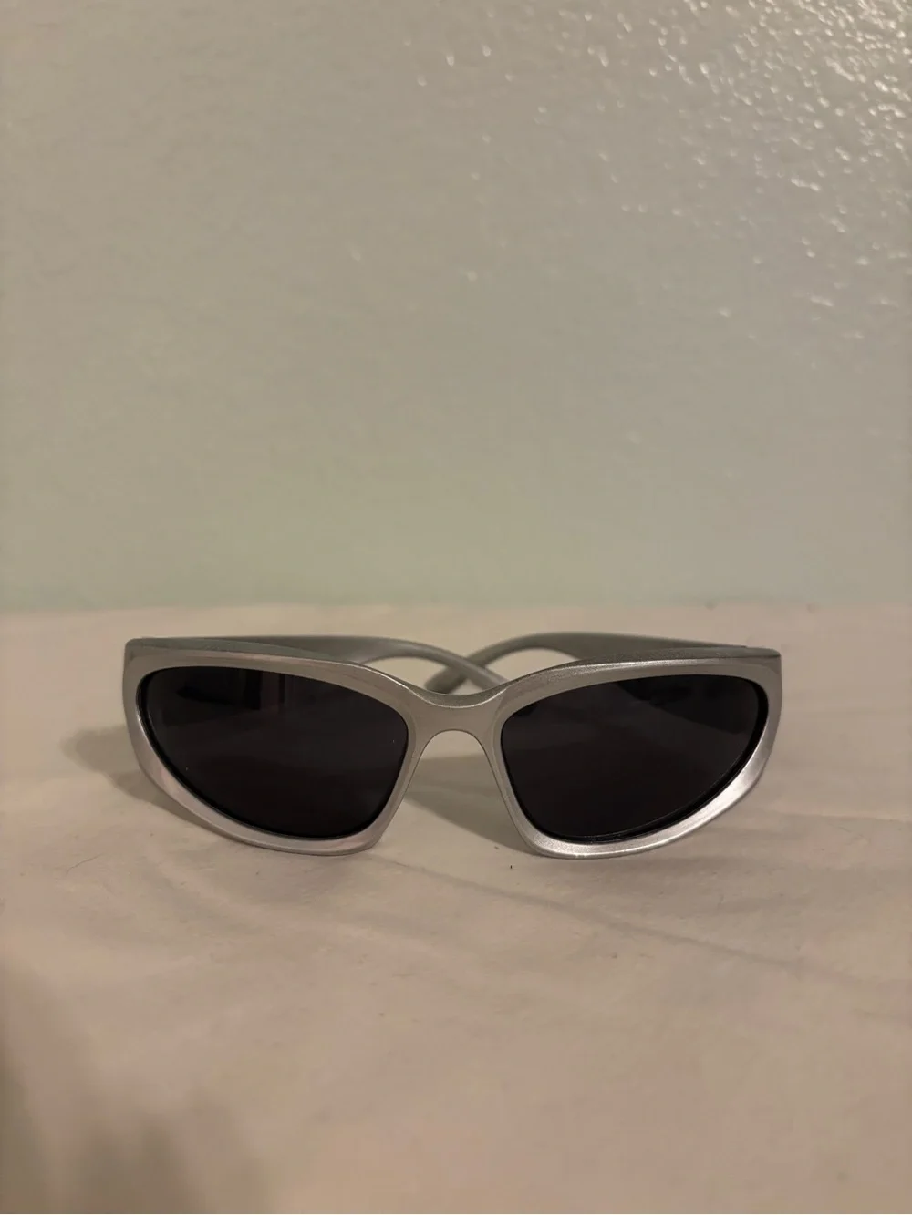 Women's 2000s Silver Sunglasses with Dark Lenses
